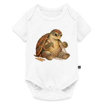 Schildkröte flickt ein Fischernetz - Baby Premium Kurzarmbody - Weiß - Vorne