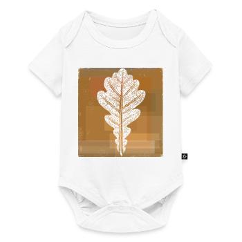 Eichenblatt - Botanisch / Stencil Quadrat Rahmen - Baby Premium Kurzarmbody - Weiß - Vorne
