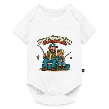 Angler Papa Angeln mit Kindern Familienangeln - Baby Premium Kurzarmbody - Weiß - Vorne