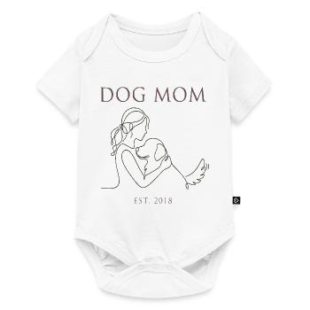 Hundemama Linienkunst mit Welpen - Baby Premium Kurzarmbody - Weiß - Vorne