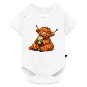 Highland Cattle mit Matcha Latte – Kuhmotiv - Baby Premium Kurzarmbody - Weiß - Vorne
