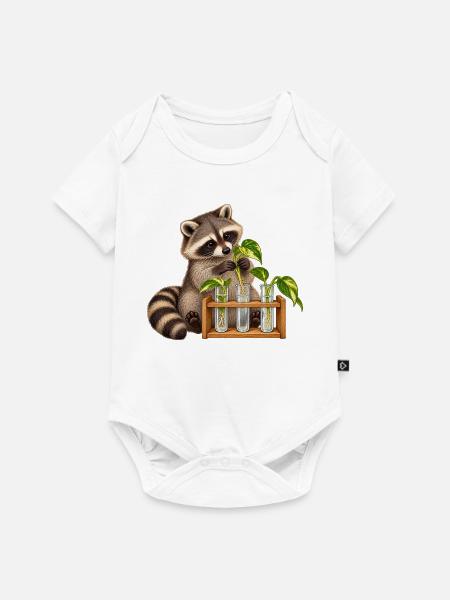 Waschbär vermehrt Pflanzen - Baby Premium Kurzarmbody - Weiß