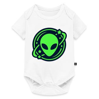 Alien Kopf Weltraum Logo - Baby Premium Kurzarmbody - Weiß - Vorne
