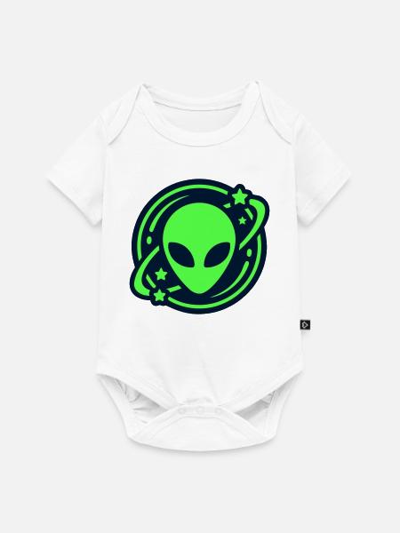 Alien Kopf Weltraum Logo - Baby Premium Kurzarmbody - Weiß