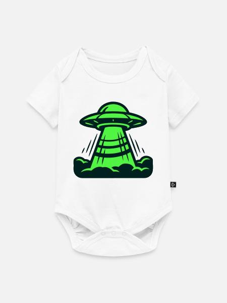 Ufo Start Landung Grafik - Baby Premium Kurzarmbody - Weiß