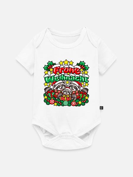 Frohe Weihnachten Waschbären - Baby Premium Kurzarmbody - Weiß