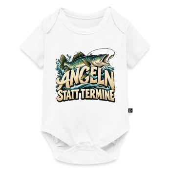 Angeln statt Termine Geschenkidee Vatertag - Baby Premium Kurzarmbody - Weiß - Vorne