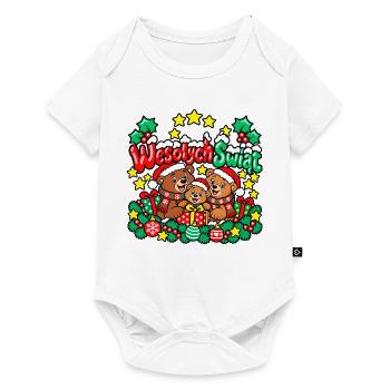 Frohe Weihnachten Teddybären - Baby Premium Kurzarmbody - Weiß - Vorne