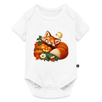 Glücklicher Fuchs zwischen Kürbissen und Sternen - Baby Premium Kurzarmbody - Weiß - Vorne