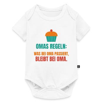 Omas Regeln: Was bei Oma passiert, bleibt bei Oma - Baby Premium Kurzarmbody - Weiß - Vorne