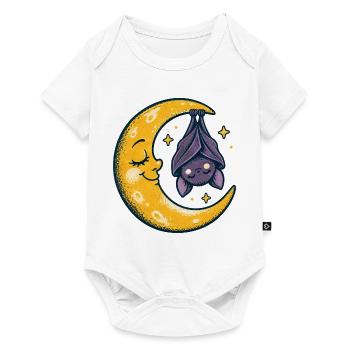 Die Mondsichel mit der schlafenden Fledermaus - Baby Premium Kurzarmbody - Weiß - Vorne