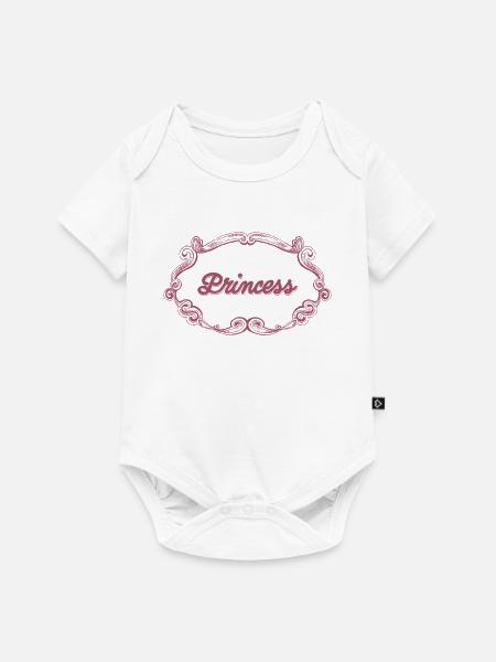 Rosa Prinzessin Schnörkelrahmen - Baby Premium Kurzarmbody - Weiß