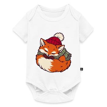 Schlafender Fuchs im Schal - Baby Premium Kurzarmbody - Weiß - Vorne