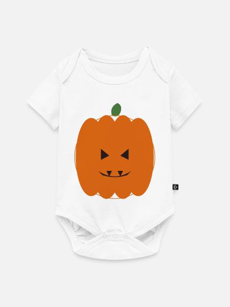 Kürbis Halloween Lächeln Design - Baby Premium Kurzarmbody - Weiß