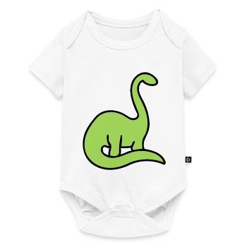 Lime Dino Silhouette auf Schwarz - Baby Premium Kurzarmbody - Weiß - Vorne