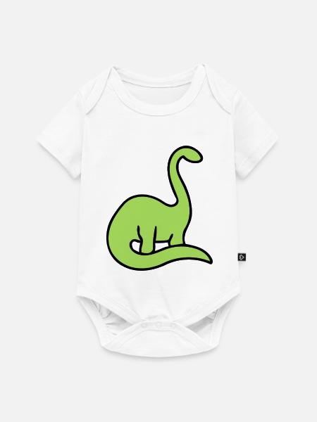 Lime Dino Silhouette auf Schwarz - Baby Premium Kurzarmbody - Weiß