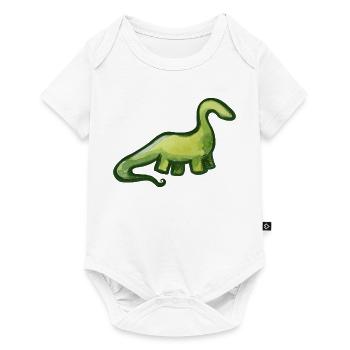 Salbeigrüner Aquarell-Dino - Baby Premium Kurzarmbody - Weiß - Vorne