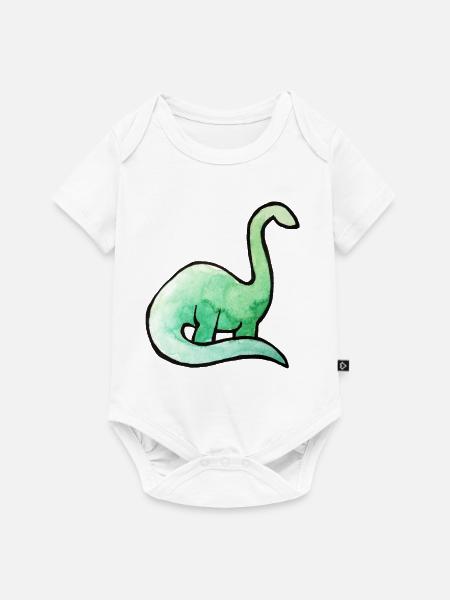 Smaragdgrünes Dino-Aquarell - Baby Premium Kurzarmbody - Weiß