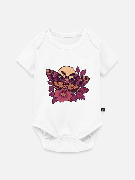 Schädelmotten-Mond-Floral - Baby Premium Kurzarmbody - Weiß