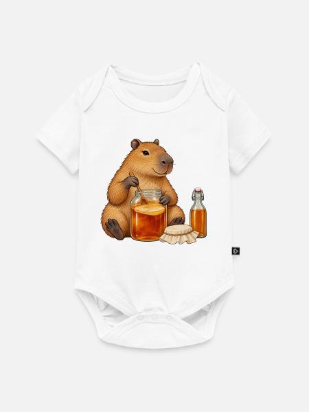 Capybara braut Kombucha - Baby Premium Kurzarmbody - Weiß