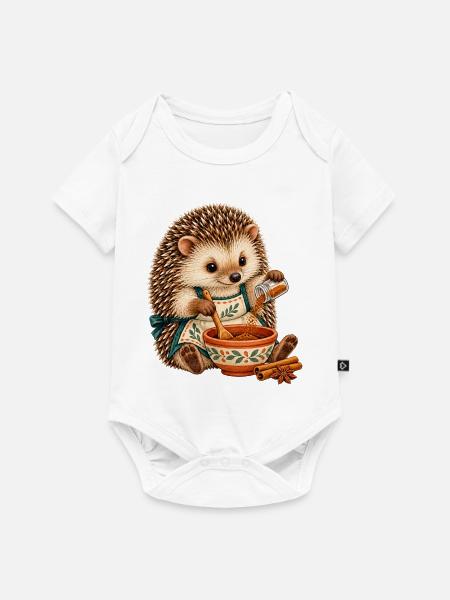 Igel mischt Gewürze - Baby Premium Kurzarmbody - Weiß