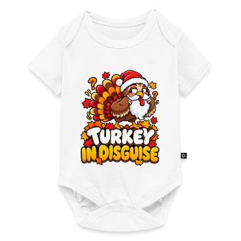 Turkey in Disguise Cartoon Christmas - Baby Premium Kurzarmbody - Weiß - Vorne