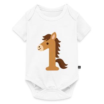 Erster Geburtstag Pferd als Zahl 1 - Baby Premium Kurzarmbody - Weiß - Vorne