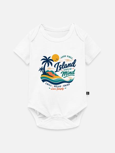 Island Mind – Gute Vibes Insel - Baby Premium Kurzarmbody - Weiß