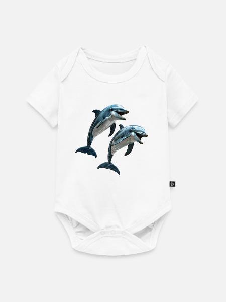 Delfine - Baby Premium Kurzarmbody - Weiß