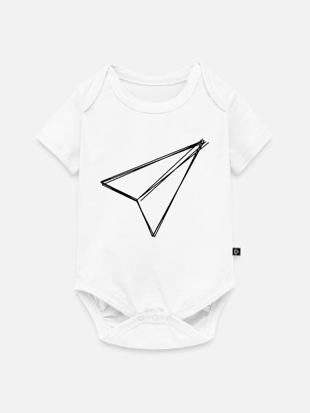 Papierflieger handgezeichnet - Baby Premium Kurzarmbody - Weiß