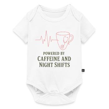 Kaffeeherz Stethoskop Motiv - Baby Premium Kurzarmbody - Weiß - Vorne