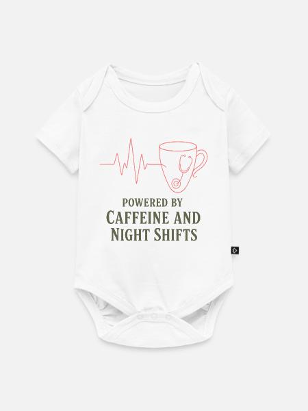 Kaffeeherz Stethoskop Motiv - Baby Premium Kurzarmbody - Weiß