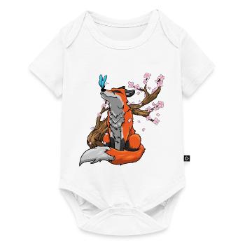 Fuchs Kirschblüten - Baby Premium Kurzarmbody - Weiß - Vorne