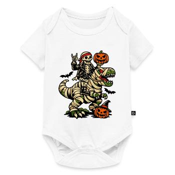 Skelett reitet Dino Halloween Kostüm Dinosaurier - Baby Premium Kurzarmbody - Weiß - Vorne