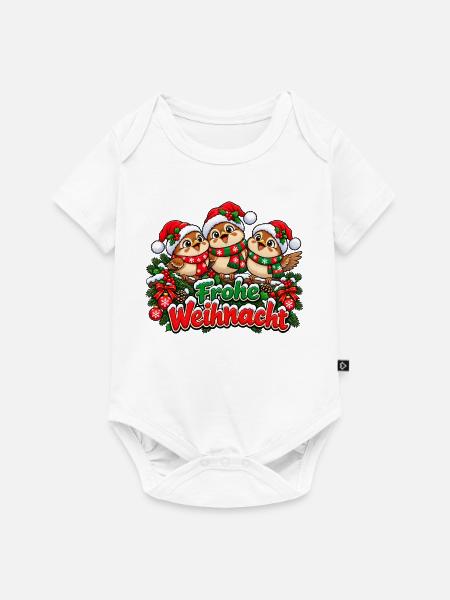 Frohe Weihnacht Vögel - Baby Premium Kurzarmbody - Weiß