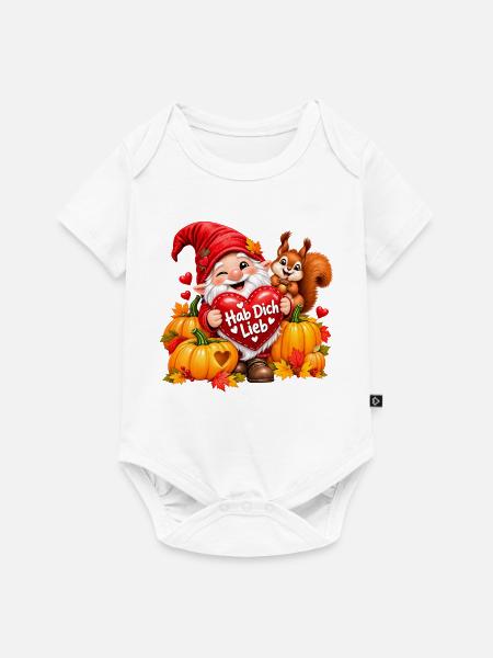 Herbstgnom Hab Dich Lieb - Baby Premium Kurzarmbody - Weiß