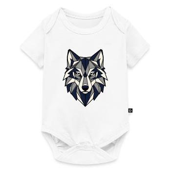 Geometrischer Wolf Kopf Dreiecke Vektor Shirt - Baby Premium Kurzarmbody - Weiß - Vorne