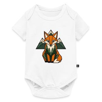 Fuchs Berge Tannen Geometrisch Natur Vektor Shirt - Baby Premium Kurzarmbody - Weiß - Vorne