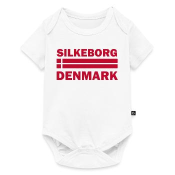 Text der Silkeborg-Dänemark-Flagge - Baby Premium Kurzarmbody - Weiß - Vorne