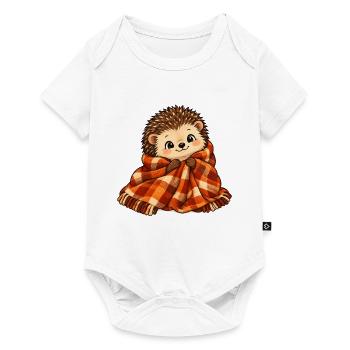 Kuscheliger Igel mit Plaidschal - Baby Premium Kurzarmbody - Weiß - Vorne