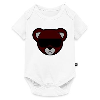 Rotbrauner Bär mit Sonnenbrille - Baby Premium Kurzarmbody - Weiß - Vorne