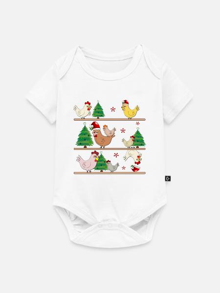 Weihnachten Hühnerstall Hühner - Baby Premium Kurzarmbody - Weiß