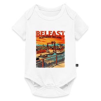 Belfast Northern Ireland Retro City Skyline - Baby Premium Kurzarmbody - Weiß - Vorne