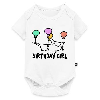 Katze mit Ballons Birthday Girl Geschenk - Baby Premium Kurzarmbody - Weiß - Vorne