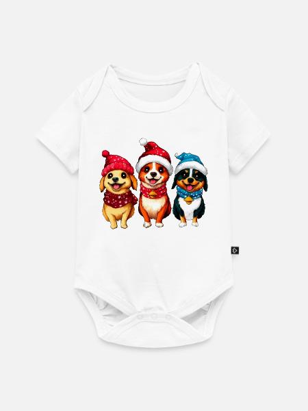 Hunde Weihnachten - Baby Premium Kurzarmbody - Weiß