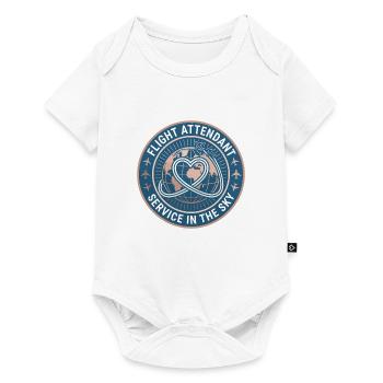 Flugbegleiterin Jet Trail Herzabzeichen Geschenk - Baby Premium Kurzarmbody - Weiß - Vorne