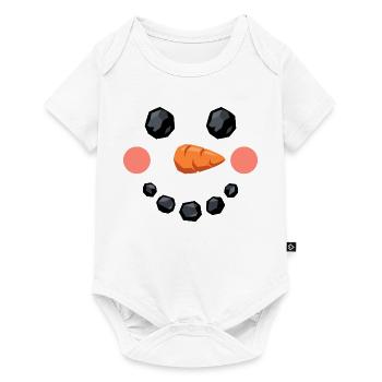 Lächelndes Schneemann Gesicht - Baby Premium Kurzarmbody - Weiß - Vorne