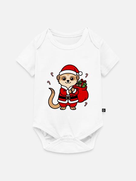 Niedliche Kawaii-Erdmännchen Weihnachtsgeschenkkunst - Baby Premium Kurzarmbody - Weiß
