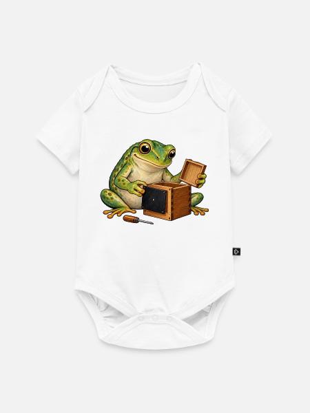Frosch baut eine Lochkamera - Baby Premium Kurzarmbody - Weiß