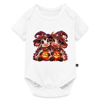 Halloween-Kuh-Umarmung (Yin Yang) - Baby Premium Kurzarmbody - Weiß - Vorne